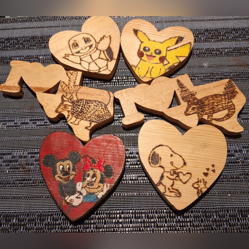 Handcrafted Wooden Heart Art each  $15